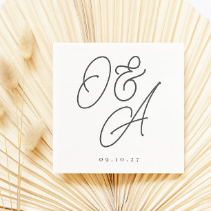 Watermark Monogram Bröllop i svartvitt Pappersservett