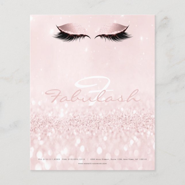 Watermark Öga Lash Makeup White Namn Monogram Flygblad (Framsidan)