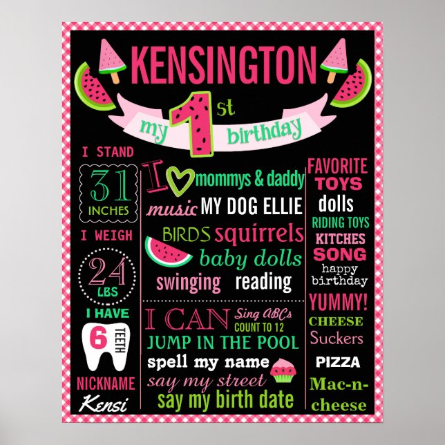 Watermelon 1:a födelsedageljetecken poster (Framsidan)