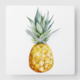 Watermelon Ananas Tropical White Grått Fruits Fyrkantig Klocka