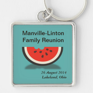 Watermelon Anpassningsbar Family Reunion Souvenir Fyrkantig Silverfärgad Nyckelring