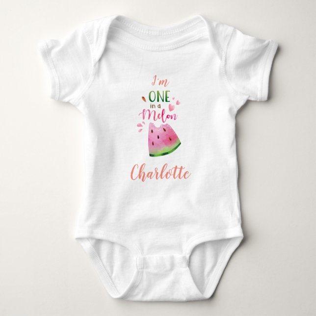 Watermelon baby bodysuite One i en melonflicka T Shirt (Framsida)