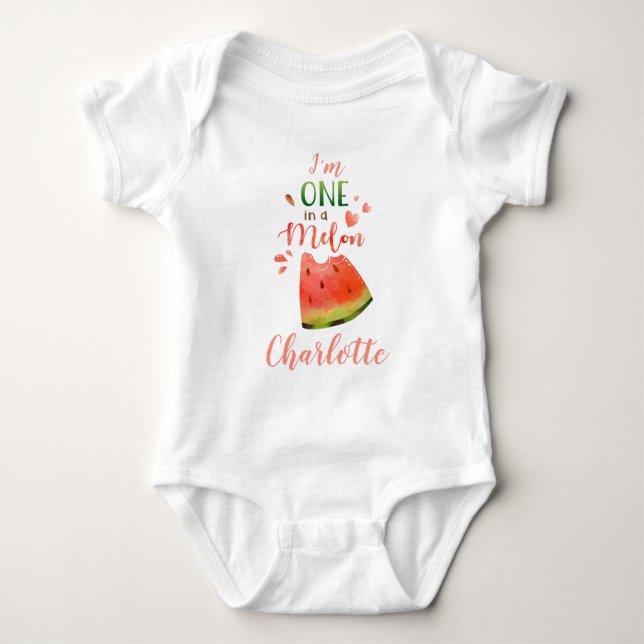 Watermelon baby bodysuite One i en melonflicka T Shirt (Framsida)