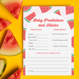 Watermelon Baby Shower Baby Predications Game Card Inbjudningar