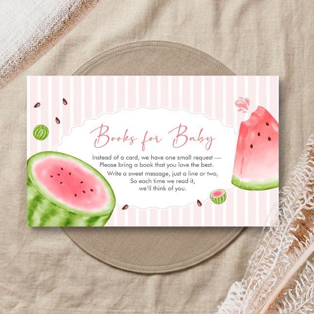 Watermelon Baby Shower Books for Baby Tilläggskort (Sweet Little Girl Watermelon Baby Shower Books for Baby)