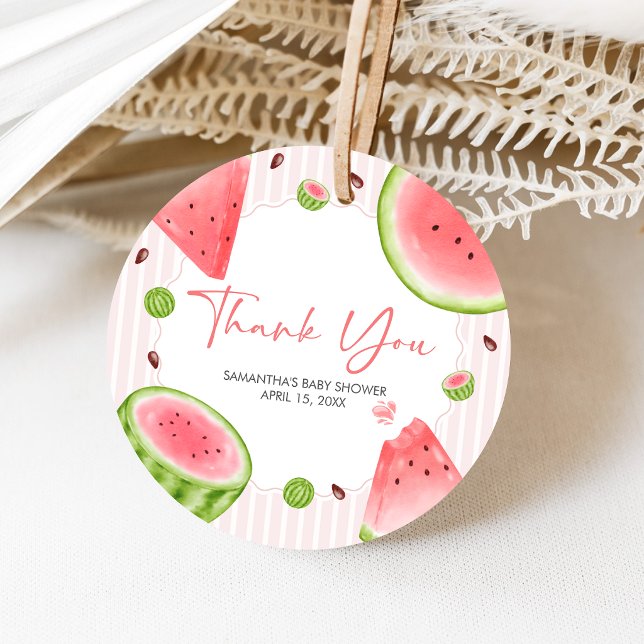Watermelon Baby Shower Gåvor Etiketter (Sweet Little Girl Watermelon Baby Shower Favor Tags)