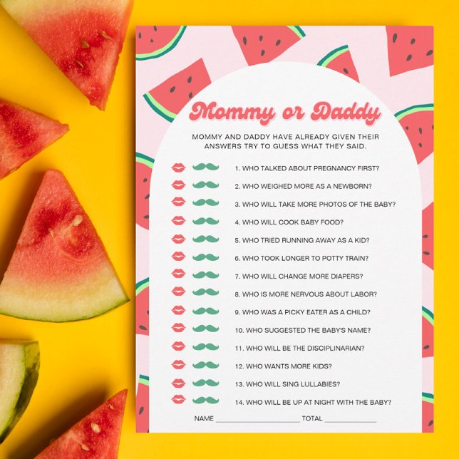 Watermelon Baby Shower Mamma eller pappa Game Card Inbjudningar (Skapare uppladdad)