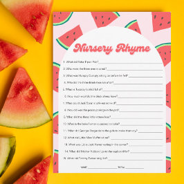 Watermelon Baby Shower Nursery Rhyme Game Card Inbjudningar