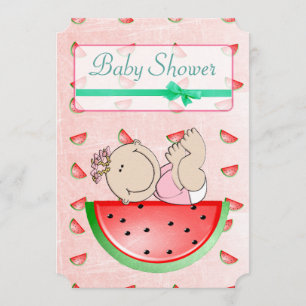 Watermelon Baby Shower's a Girl Investigations Inbjudningar