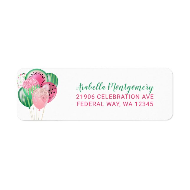 Watermelon Balloon Returadress Returadress Etikett (Framsidan)