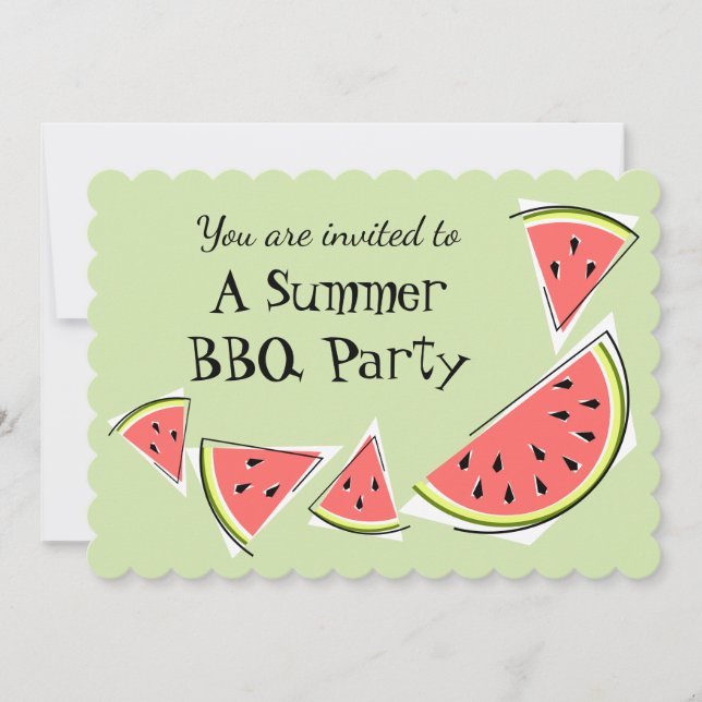 Watermelon Biet Grönt Sommar BBQ-vågrät Inbjudningar (Framsida)