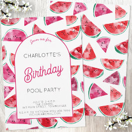 Watermelon Birthday Bassäng Party Inbjudningar