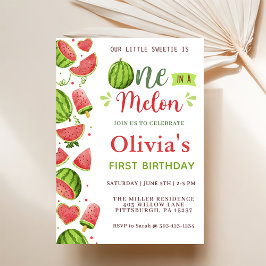 Watermelon Birthday First Birthday Inbjudningar