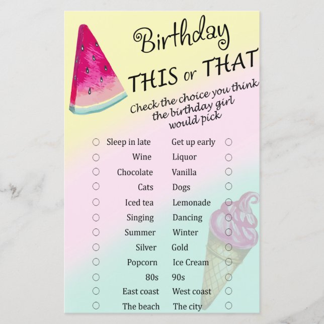 Watermelon Birthday i det ena eller det andra spel (Framsida)