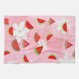 "Watermelon Bloom - Roligt Summer Blommönster" Kökshandduk