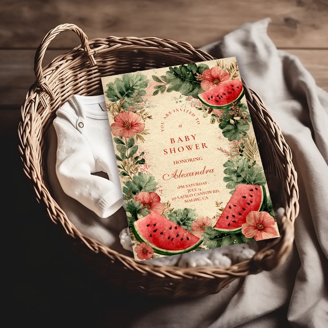 Watermelon Botanical Garden Baby Shower Inbjudningar (Skapare uppladdad)