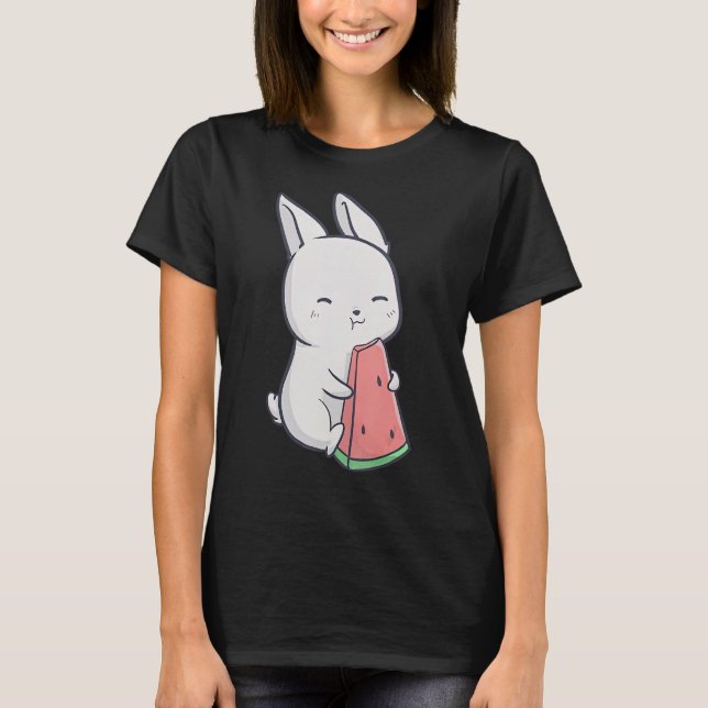 Watermelon Bunny Summer Fruit Watermelon 1 T Shirt (Framsida)