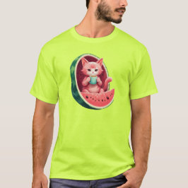 Watermelon Cat Coffee Break T Shirt