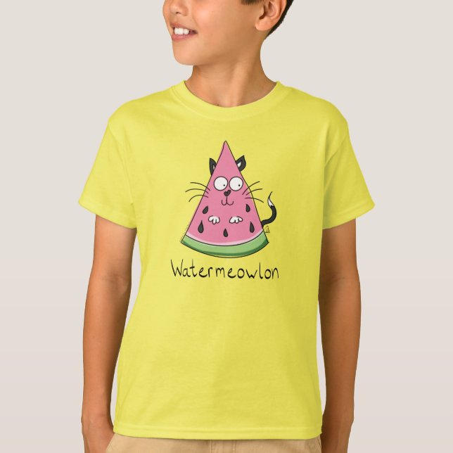 Watermelon Cat Funny Poys T-shirt (Framsida)