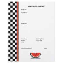 Watermelon Checkered Anpassningsbar Recipe Page (e