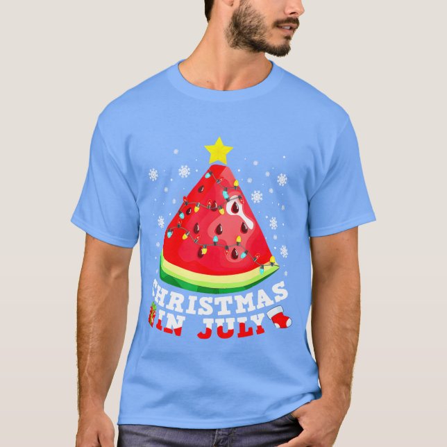 Watermelon Christmasree Jul Jul i juli T Shirt (Framsida)