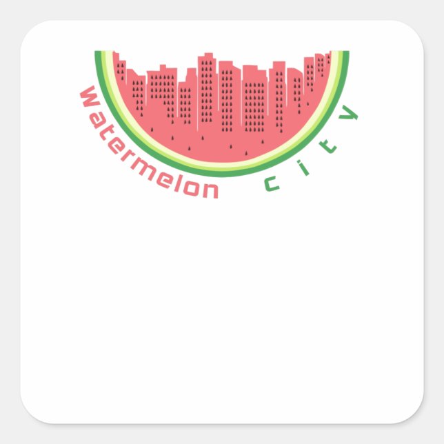 Watermelon City Fyrkantigt Klistermärke (Framsida)