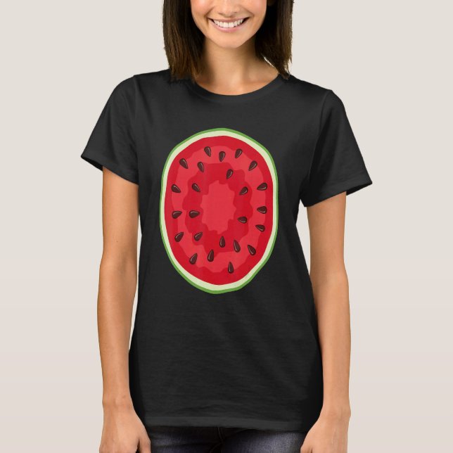 Watermelon Costume Crew     Halloween Costume Frui T Shirt (Framsida)