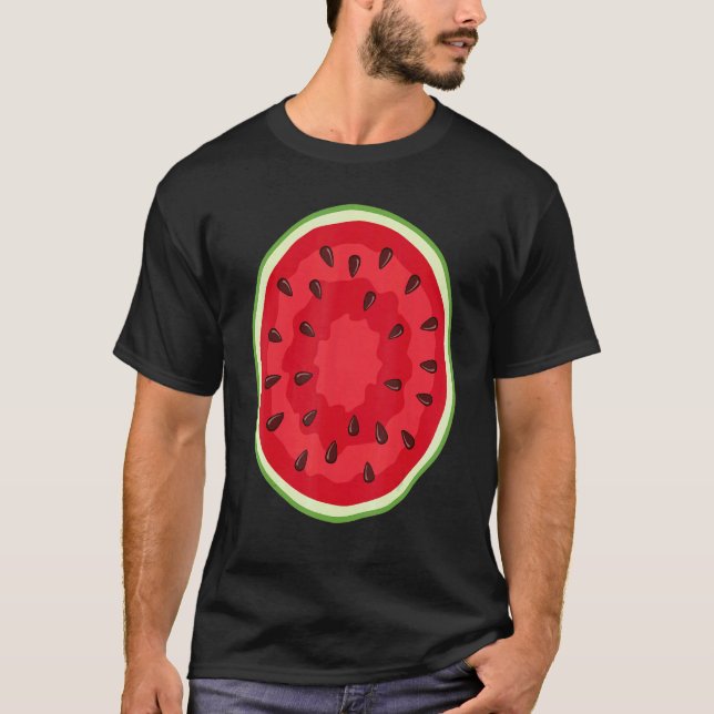 Watermelon Costume Crew     Halloween Costume Frui T Shirt (Framsida)