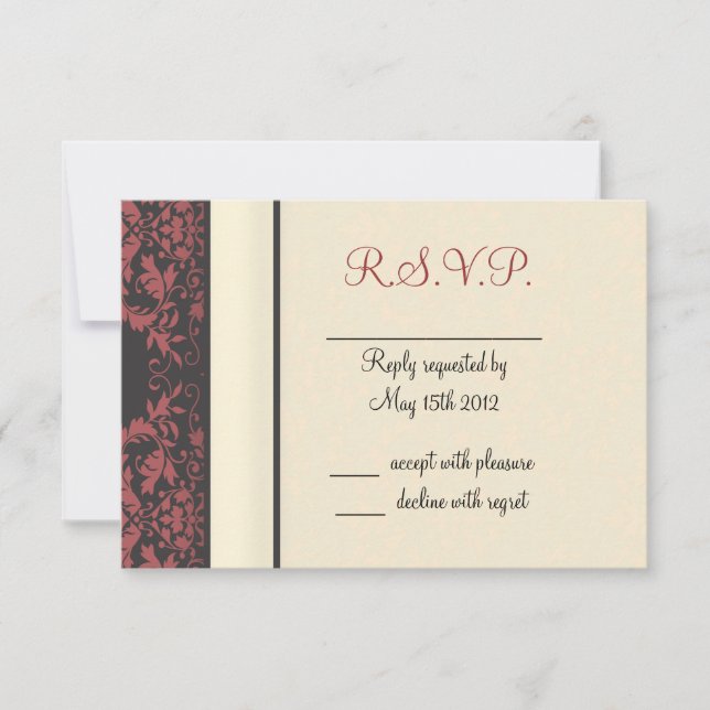 Watermelon & Cream Damask Wedding OSA Kort (Framsida)