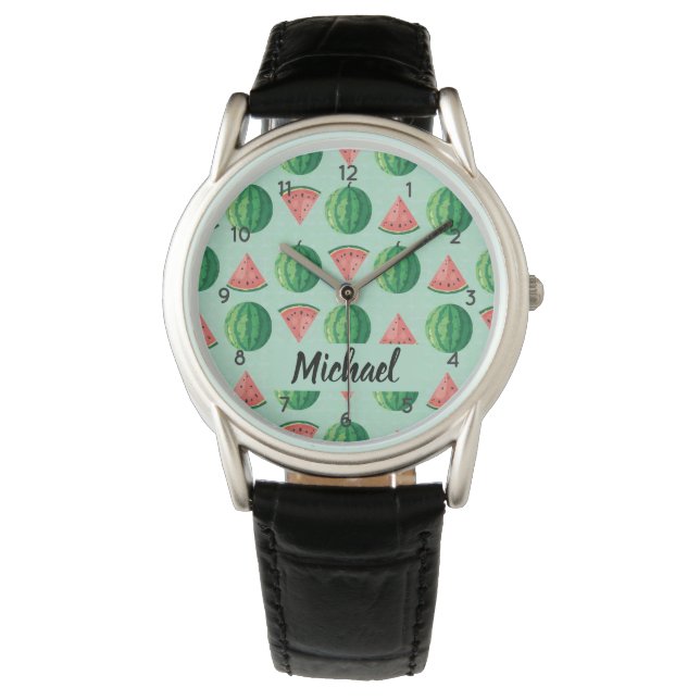 Watermelon Custom Name Snyggt Trendig Black Armbandsur (Framsida)