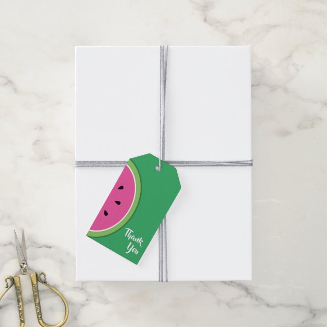 Watermelon Cute 1:a födelsedag Party Tack Presentetikett (Med Snöre)