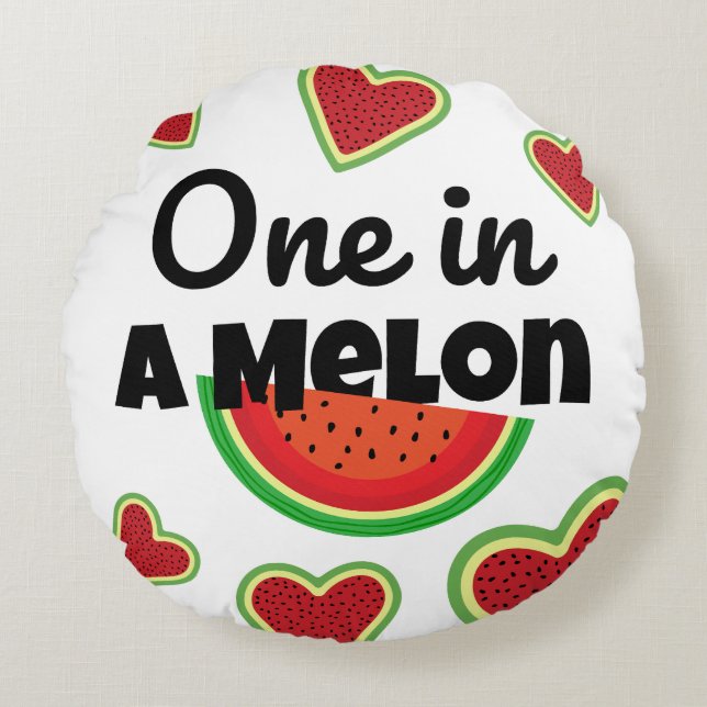 Watermelon Delight: En i en Melon Round Pillow Rund Kudde (Framsidan)