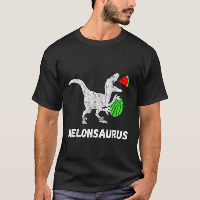 Watermelon Dinosaurs Funny Melon Dino Summer Fruit T Shirt (Framsida)