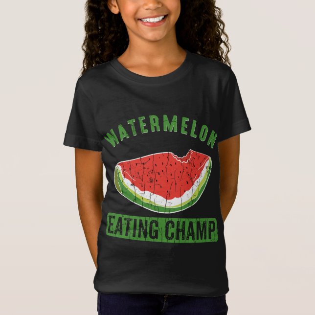 Watermelon Eating Champ Funny Summer Fruit Älskare T Shirt (Framsida)