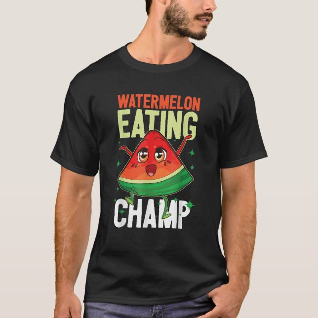 Watermelon Eating Champ Melon Älskare Tropical Fru T Shirt (Framsida)