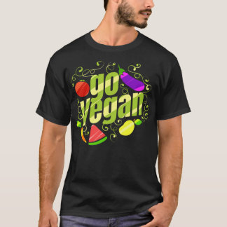 Watermelon Eggplant rot Tomato och Pear Go Vegan T Shirt