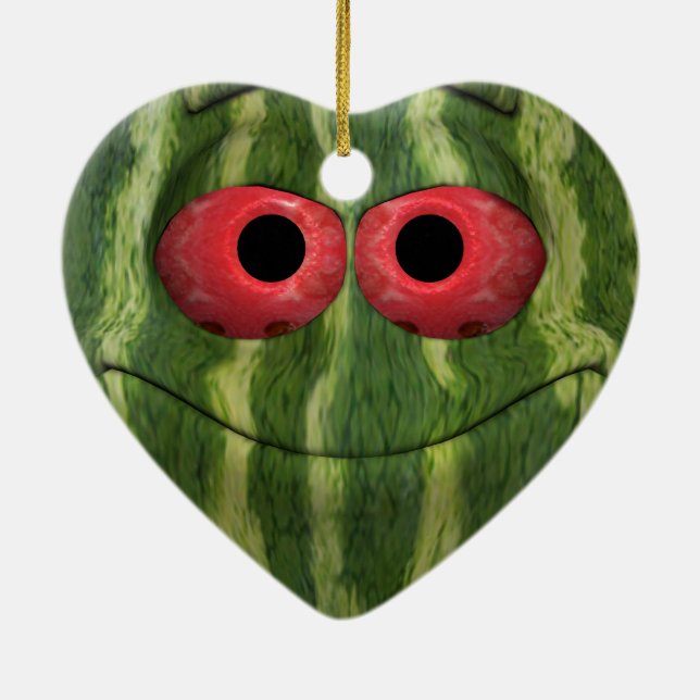Watermelon Emoticon Julgransprydnad Keramik (Baksidan)