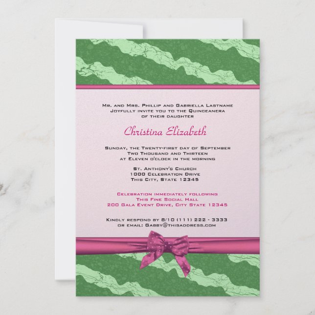 Watermelon Finare Quinceanera Inbjudningar (Framsida)