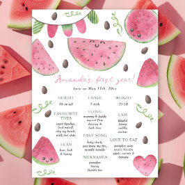 Watermelon First Birthday Milestone Birthday Poster