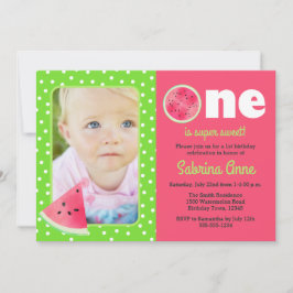 Watermelon First Birthday One är Sweet Photo Inbjudningar
