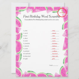 Watermelon First Birthday Ord Scramble Response Ny Julkort