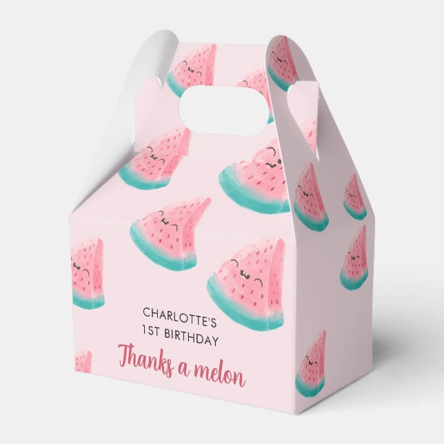 Watermelon First Birthday Tack Melon Presentaskar (Framsidan Sidan)