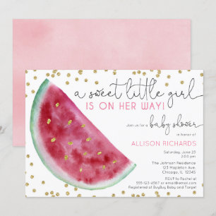 Watermelon Flicka, babdusch, söt liten flicka Inbjudningar