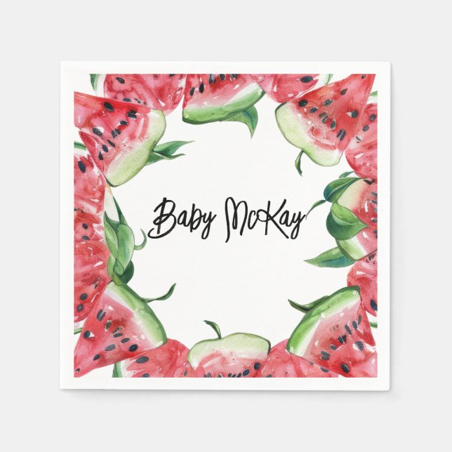 Watermelon Flicka Shower Napkins Pappersservett (Framsidan)