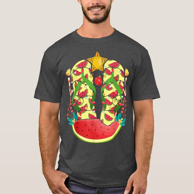 Watermelon Flinflip flops Julafton Ljus Hawaiian C T Shirt (Framsida)