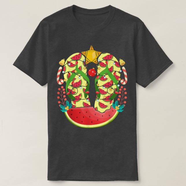 Watermelon Flinflip flops Julafton Ljus Hawaiian C T Shirt (Design framsida)