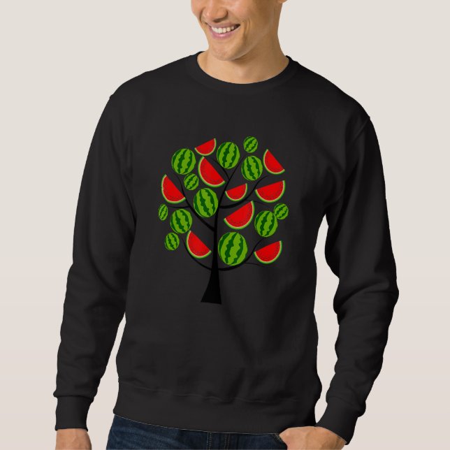 Watermelon Fruits Träd Tropical Summer Cute Lång Ärmad Tröja (Framsida)