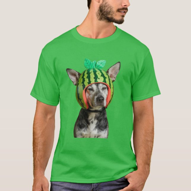 Watermelon Funny Chilling Hund T Shirt (Framsida)