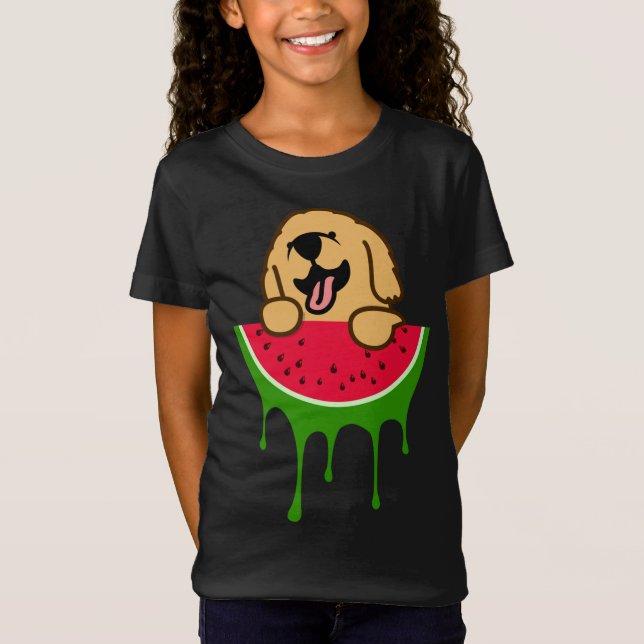 Watermelon Golden Retriever, Hund älskare, Summer  T Shirt (Framsida)