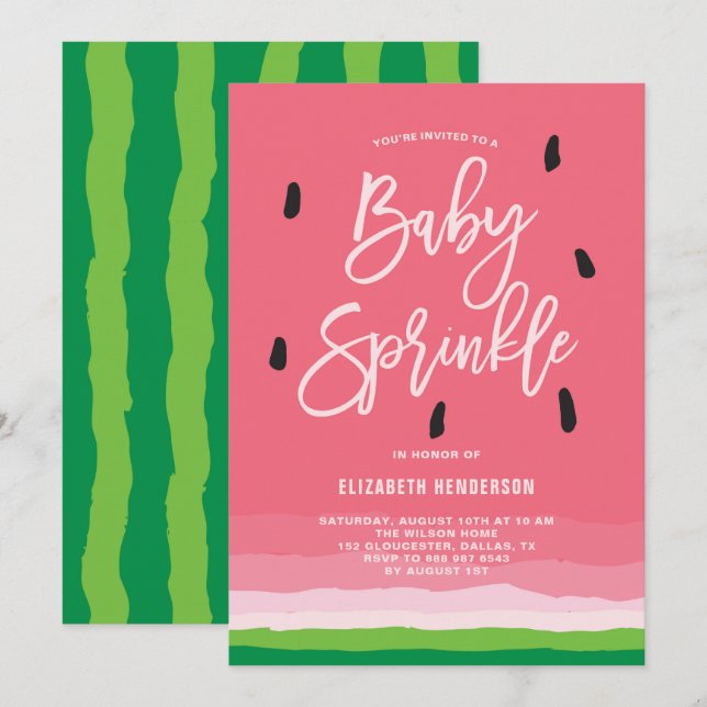 Watermelon Gradient Modern Baby Sprinkle Inbjudningar (Fram/baksida)